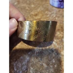 Vintage Brass Cuff Bracelet With Etching
